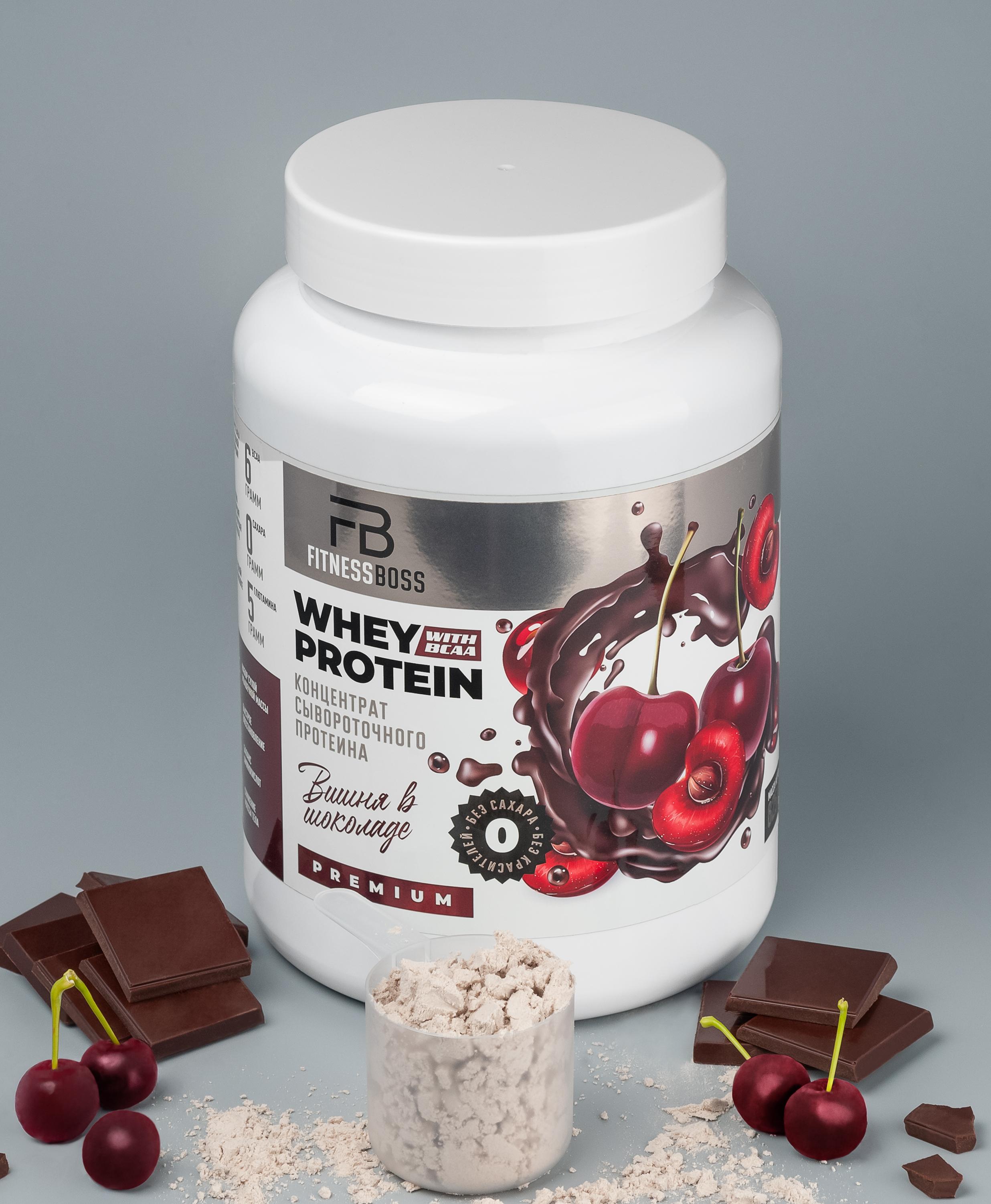 картинка Сывороточный протеин FitnessBoss, вкус "Вишня в шоколаде" 