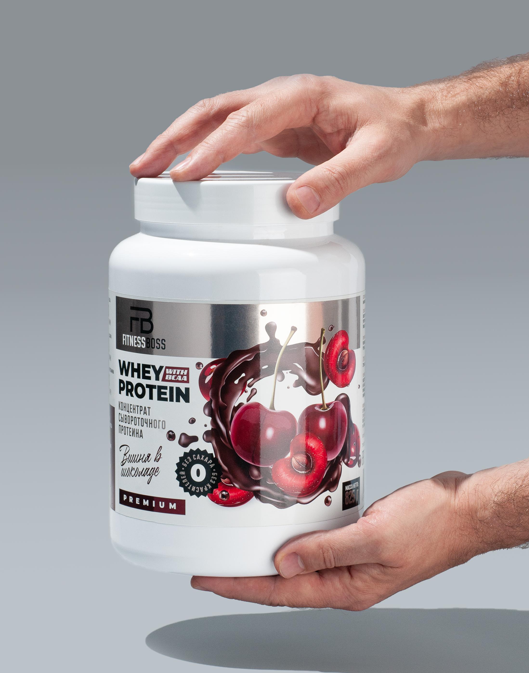 картинка Сывороточный протеин FitnessBoss, вкус "Вишня в шоколаде" 